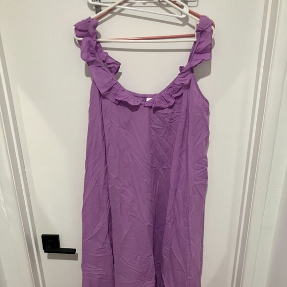 H&M Women's Flounce Trimmed Midi Dress, Lavender, Large - Picture 1 of 3